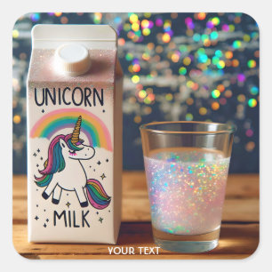 Fantasy Niedlich Milk Unicorn Regenbogen Quadratischer Aufkleber