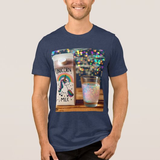 Fantasy Niedlich Milk Unicorn Regenbogen Tri-Blend Shirt (Vorderseite)