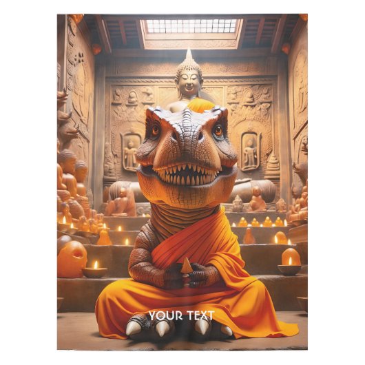 Fantasy Niedlich Mönch T-Rex Meditation Tischdecke (Vorderseite)
