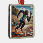 Fantasy Niedlich Monkey Athlete Running Ornament Aus Metall (Rechts)