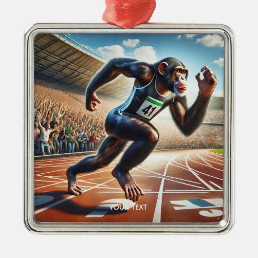 Fantasy Niedlich Monkey Athlete Running Ornament Aus Metall (Vorne)