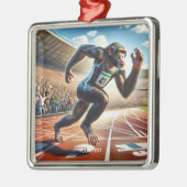 Fantasy Niedlich Monkey Athlete Running Ornament Aus Metall (Links)
