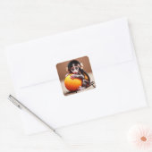 Fantasy Niedlich Monkey Baby Orange Quadratischer Aufkleber (Umschlag)