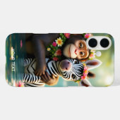 Fantasy Niedlich Monkey Zebra Hug Case-Mate iPhone Hülle (Rückseite (Horizontal))