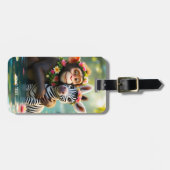 Fantasy Niedlich Monkey Zebra Hug Gepäckanhänger (Vorderseite horizontal)