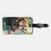 Fantasy Niedlich Monkey Zebra Hug Gepäckanhänger (Rückseite horizontal)
