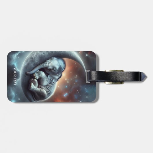 Fantasy Niedlich Moon Elephant Space Gepäckanhänger (Rückseite horizontal)
