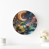 Fantasy Niedlich Moon Garden Buch Große Wanduhr (Zuhause)