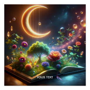 Fantasy Niedlich Moon Garden Buch Poster