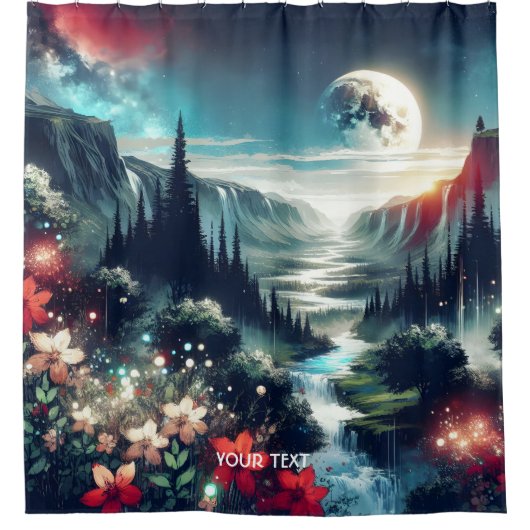 Fantasy Niedlich Moon River Blume Duschvorhang (Vorderseite)