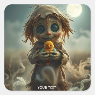 Fantasy Niedlich Moon Scarecrow Halloween Quadratischer Aufkleber