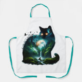 Fantasy Niedlich Moon Waterfall Cat Schürze (Vorderseite)