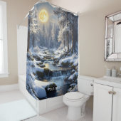 Fantasy Niedlich Moon Winterwald Duschvorhang (Beispiel)