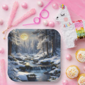 Fantasy Niedlich Moon Winterwald Pappteller (Party)