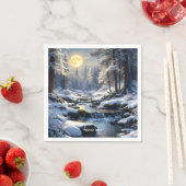 Fantasy Niedlich Moon Winterwald Serviette (Beispiel)