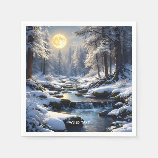 Fantasy Niedlich Moon Winterwald Serviette (Vorderseite)