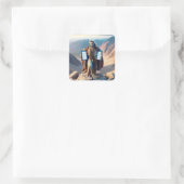 Fantasy Niedlich Moses Zehn Gebote Quadratischer Aufkleber (Tasche)