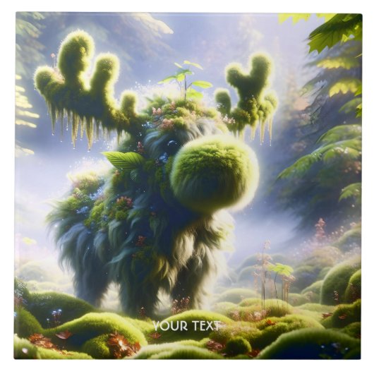 Fantasy Niedlich Moss Moose Forest Fliese (Vorderseite)