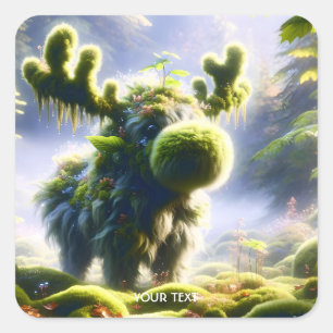 Fantasy Niedlich Moss Moose Forest Quadratischer Aufkleber