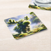 Fantasy Niedlich Moss Moose Forest Rechteckiger Pappuntersetzer (angewinkelt)