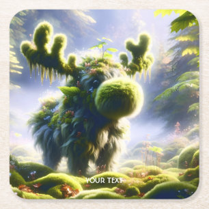 Fantasy Niedlich Moss Moose Forest Rechteckiger Pappuntersetzer