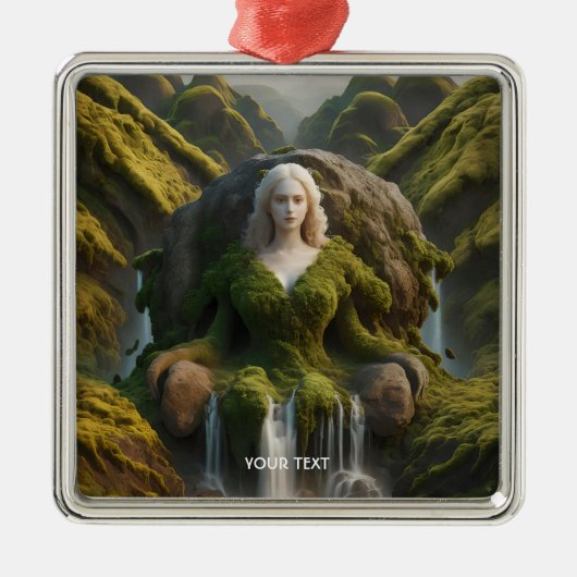 Fantasy Niedlich Moss Waterfall Ornament Aus Metall (Vorne)