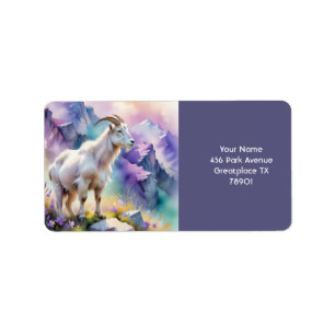 Fantasy Niedlich Mountain Goat Meadow Wiese Adressaufkleber