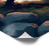 Fantasy Niedlich Mountain Sun Sakura Poster (Ecke)