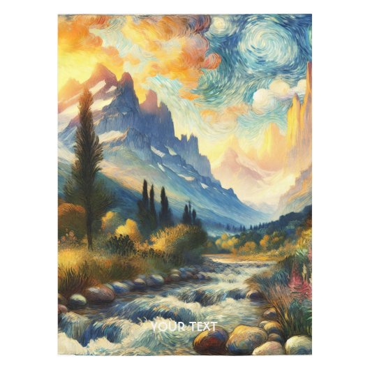 Fantasy Niedlich Mountains Landschaft Sonnenunterg Tischdecke (Vorderseite)