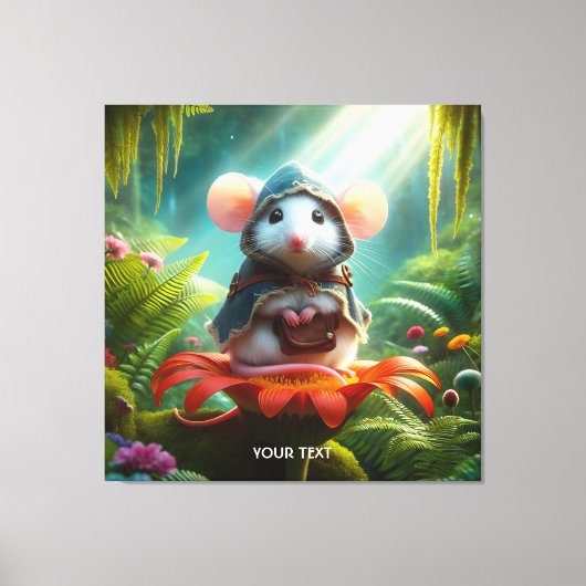 Fantasy Niedlich Mouse Blume Hat Leinwanddruck (Vorderseite)