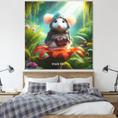 Fantasy Niedlich Mouse Blume Hat Leinwanddruck (Insitu (Schlafzimmer))