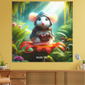 Fantasy Niedlich Mouse Blume Hat Leinwanddruck (Insitu (Wohnzimmer))