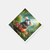 Fantasy Niedlich Mouse Blume Hat Serviette (Ecke)