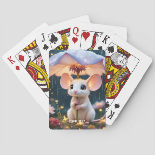 Fantasy Niedlich Mouse Blume Umbrella Spielkarten