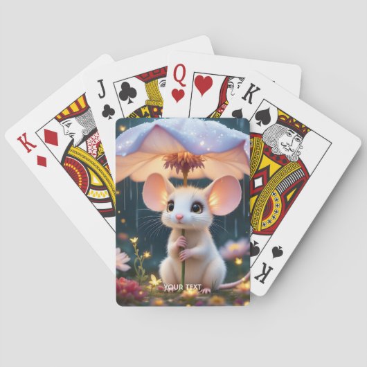 Fantasy Niedlich Mouse Blume Umbrella Spielkarten (Rückseite)