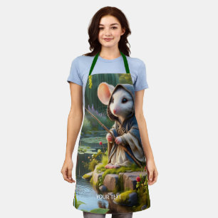 Fantasy Niedlich Mouse Fischerei Blume Schürze