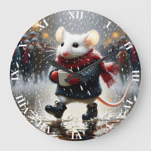 Fantasy Niedlich Mouse Kaffee Coffee Große Wanduhr (Vorderseite)