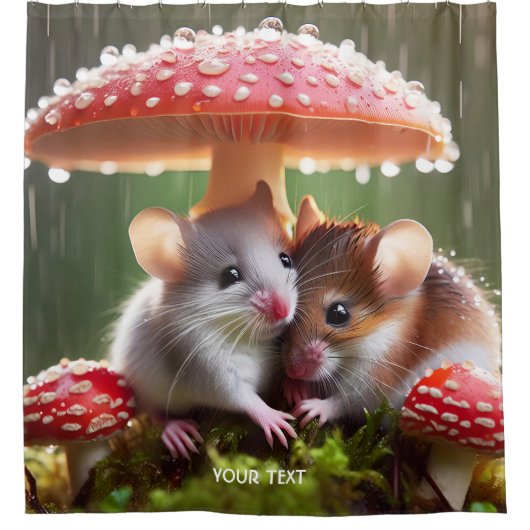Fantasy Niedlich Mouse Mushroom Rain Duschvorhang (Vorderseite)