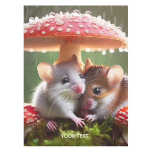 Fantasy Niedlich Mouse Mushroom Rain Tischdecke