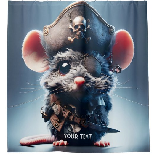 Fantasy Niedlich Mouse Pirate Hat Duschvorhang (Vorderseite)