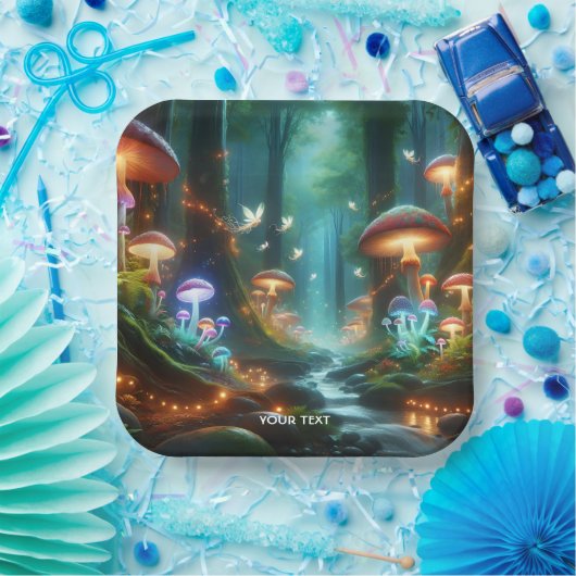 Fantasy Niedlich Mushroom Forest Night Pappteller (Party)