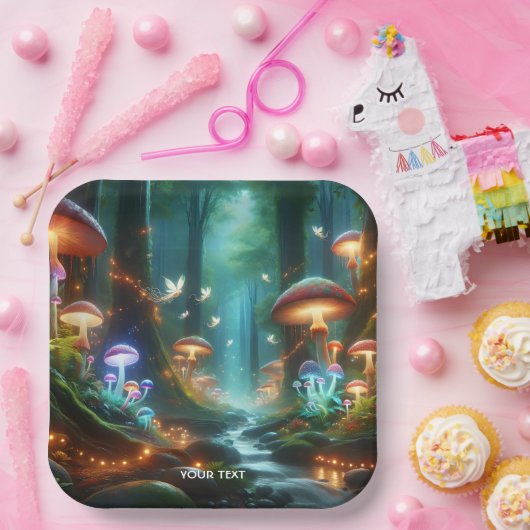Fantasy Niedlich Mushroom Forest Night Pappteller (Party)