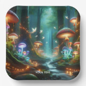 Fantasy Niedlich Mushroom Forest Night Pappteller (Vorderseite)