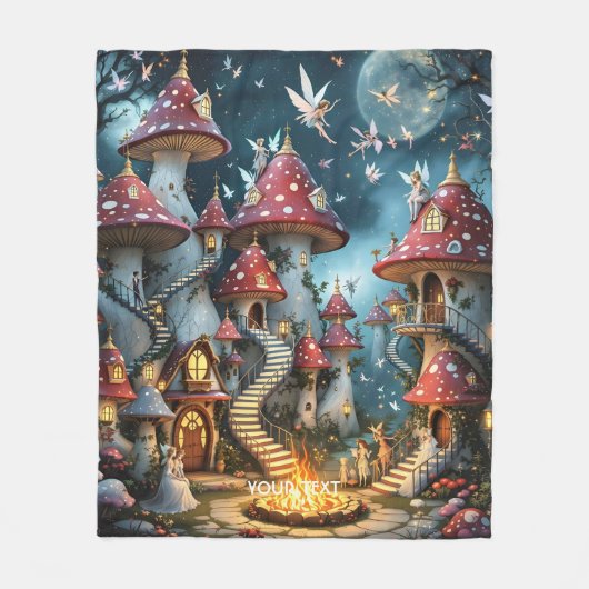Fantasy Niedlich Mushroom Forest Realm Fleecedecke (Vorderseite)