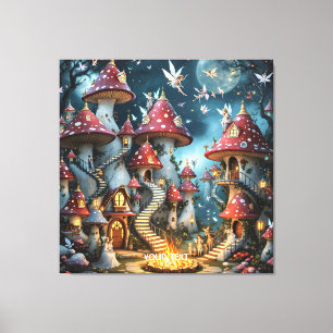 Fantasy Niedlich Mushroom Forest Realm Leinwanddruck