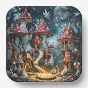 Fantasy Niedlich Mushroom Forest Realm Pappteller
