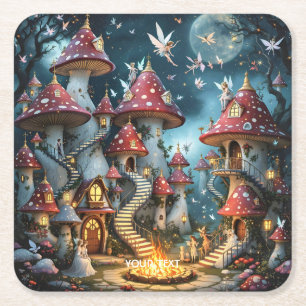 Fantasy Niedlich Mushroom Forest Realm Rechteckiger Pappuntersetzer