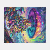 Fantasy Niedlich Mushroom Rainbow Skies Fleecedecke (Vorderseite (Horizontal))