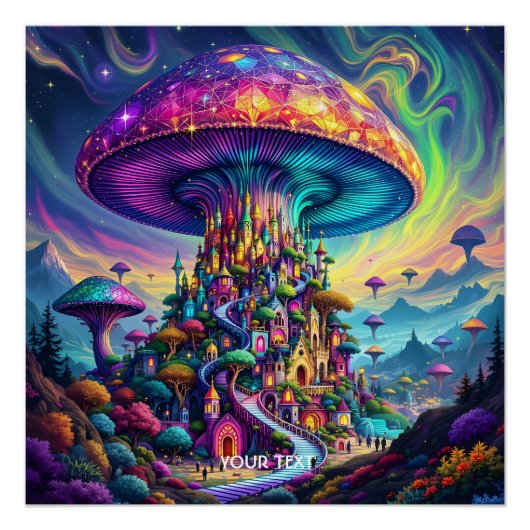Fantasy Niedlich Mushroom Rainbow Skies Poster (Vorderseite)