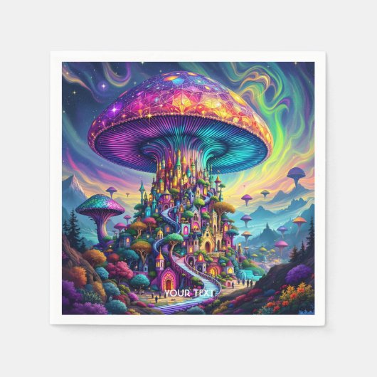 Fantasy Niedlich Mushroom Rainbow Skies Serviette (Vorderseite)